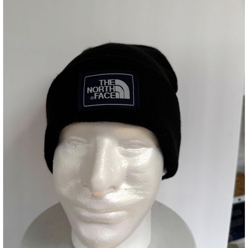 The North Face Logo Box Cuffed Beanie Black Knit Winter Ski Snowboard Hat Unisex
